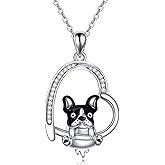 MONGAS Dog Necklace Women Sterling Silver Animal Heart Pendant Jewelry Gifts for Women