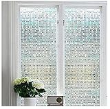 Bloss Stained Glass Window Film Non-Adhesive Privacy Window Covering 3D Window Déco Mini Mosaic Design 17.7