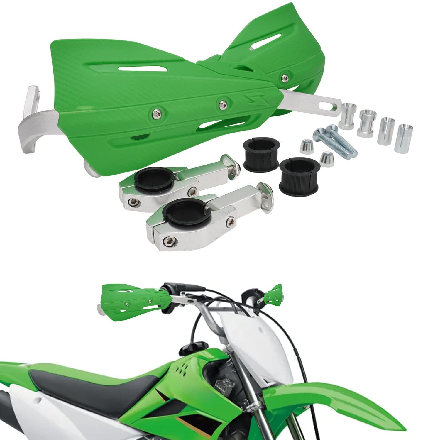 Photo 1 of JFG RACING Dirt Bike Handguards,Motorcycle 7/8'' and 1 1/8'' Hand Guards Aluminum Universal for Dirt Pit Bike MX Motocross Supermoto Racing ATV Quad KAYO - Green