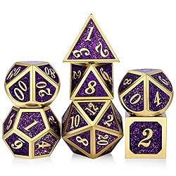 DNDND Glitter Purple Metal Dice Set, Solid