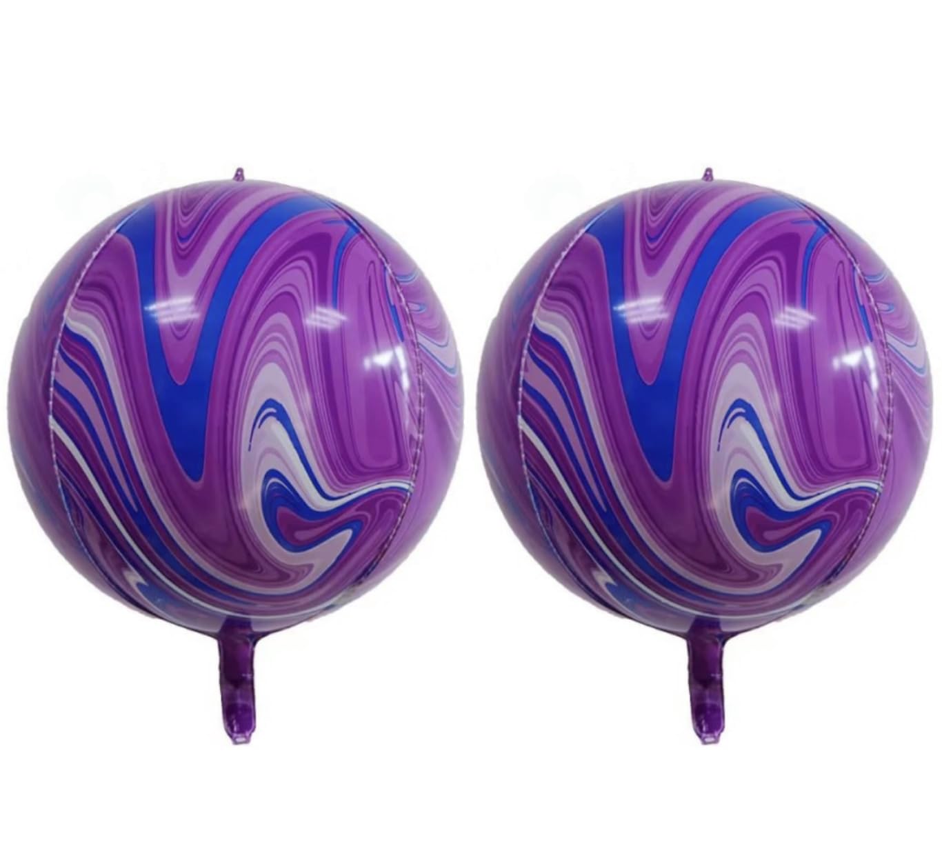 Purple Blue 4D Marble Sphere Foil Balloon, 55cm (2 pack)