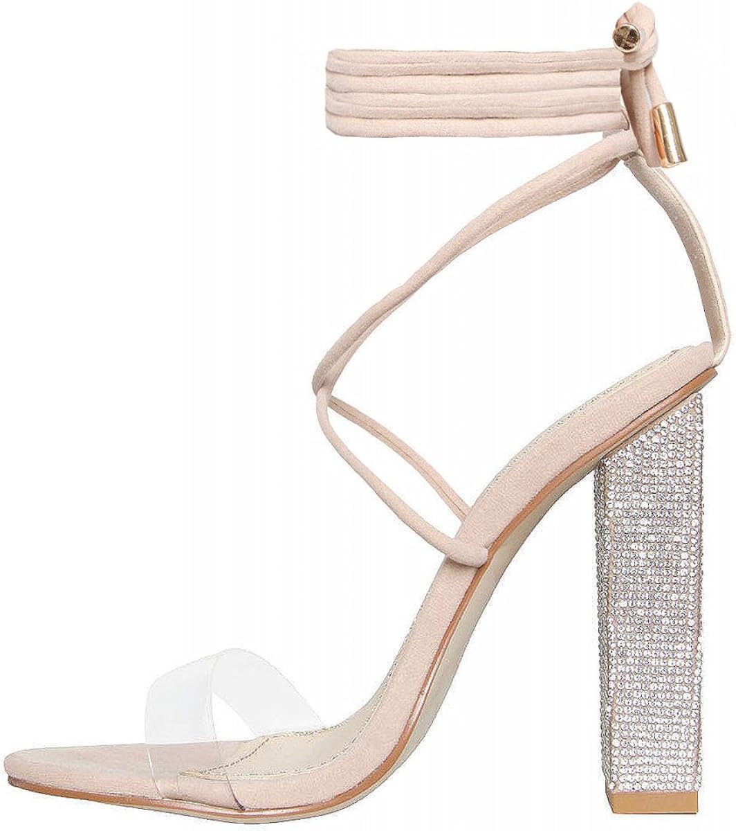 clear diamante heels