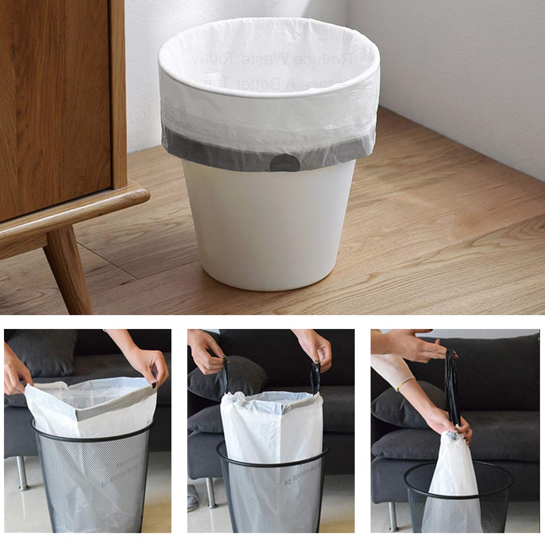 4 Gallon Small Trash Bags Drawstring, Bath Bedroom Kitchen Garbage Bags Heavy Duty, Home Office Wastebasket Bags Unscented, 180 Counts, 17.7 X 19.7