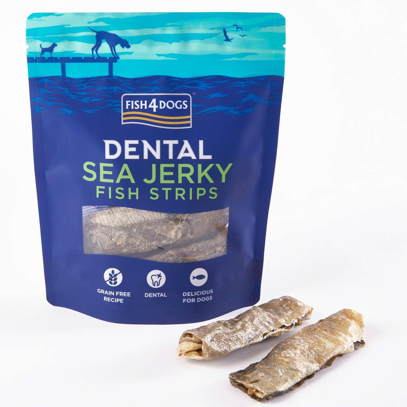 Fish4Dogs Dental Sea Jerky Strips, Fish, 0.1 kg