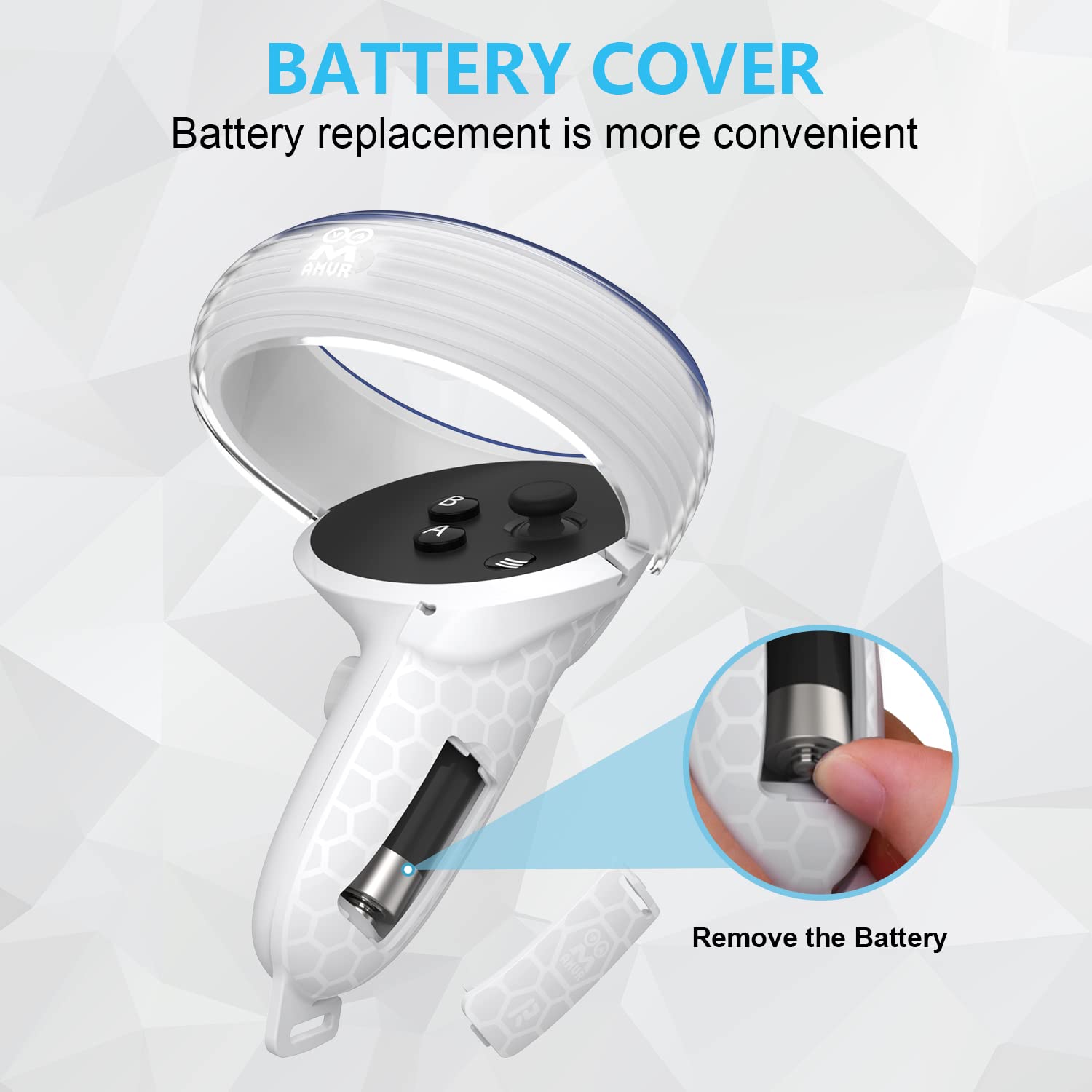 AMVR for Quest 2 Accessories with Halo Protectors, Anti-Throw Hand Strap for Controller Protector with Battery Opening