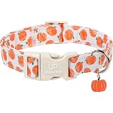 UP URARA PUP Pumpkin Dog Collar with Exquisite Charm, Adjustable Cotton Pet Collar for Small Medium Large Dogs, Quick Release Buckle, Heavy Duty D-Ring, Fall Harvest Pumpkin Patch Collar