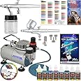 Master Airbrush Cool Runner II Dual Fan Air Compressor Airbrushing Acrylic Paint System Kit with 2 Professional Airbrushes, Hose - 6 Primary Acrylic Paint Colors Artist Set - How To Guide, Color Chart