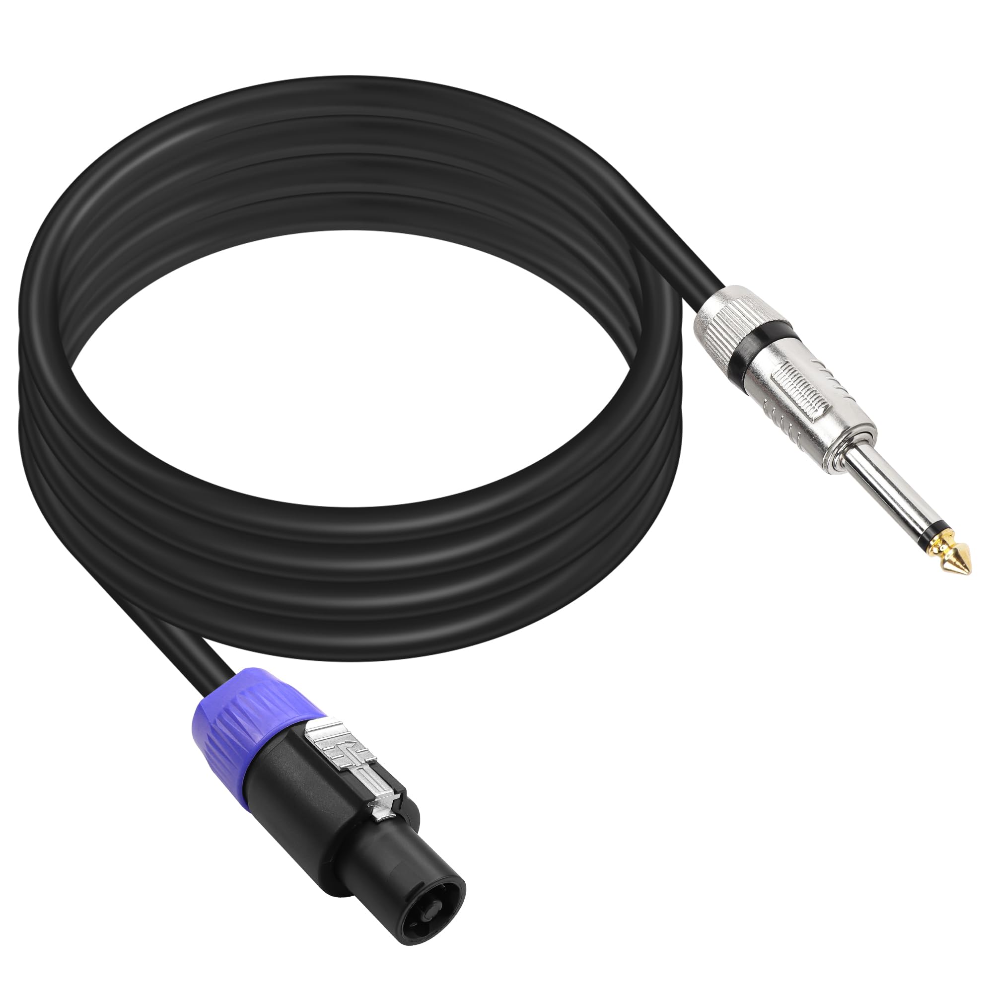 PNGKNYOCN Speakon to 1/4 TS Speaker Cable,12AWG NL4FC 2 Pin Speakon Male to 6.35mm (1/4") Mono Male Audio Amplifier Speaker Cord（2M/6.6FT）