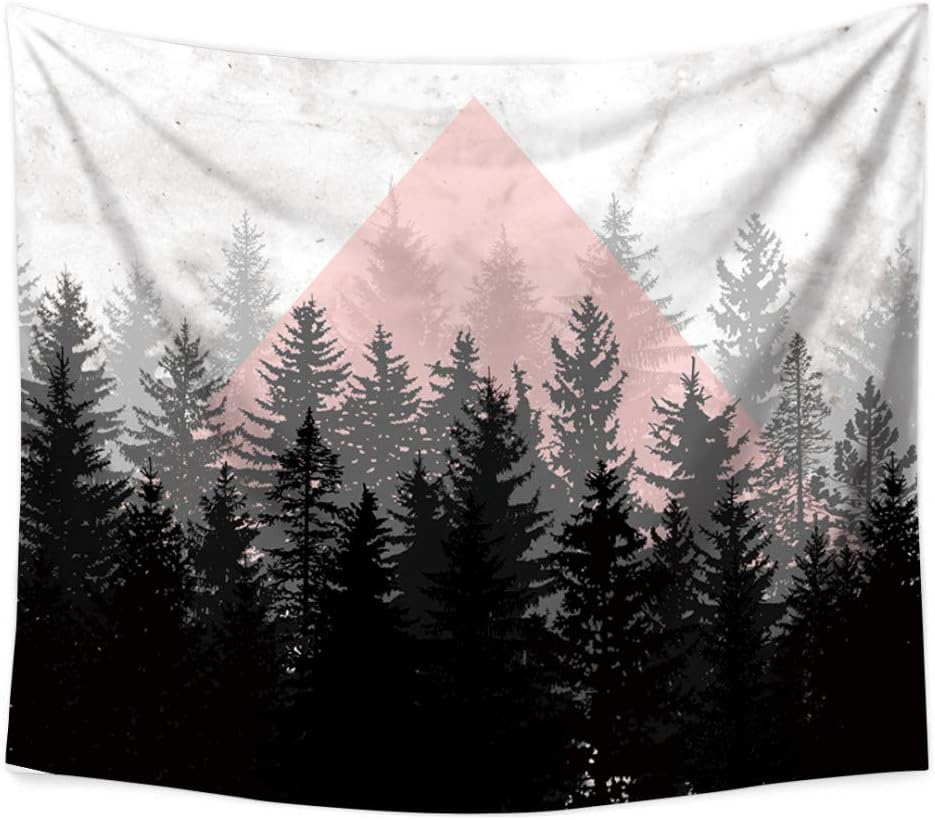 JTGTQ tapestry Forest Nature Art Tapestry Macrame Wall Hanging Boho Decor Mountain Dorm Headboard Mural Wall Cloth Carpet Throw Rug