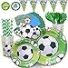 DUOCUTE Soccer Party Supplies 102PCS Sports Themed Children Birthday Paper Dinnerware Set Includes 9