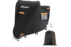 SRIMMIT Small Motorcycle Cover Waterproof Outdoor,420D Heavy Duty Motorcycle Covers with License Plate Window,4 Reflective Strips,Lock-Holes,3 Windproof Buckles,All-Weather Protection(S 73" x 33" x 39")
