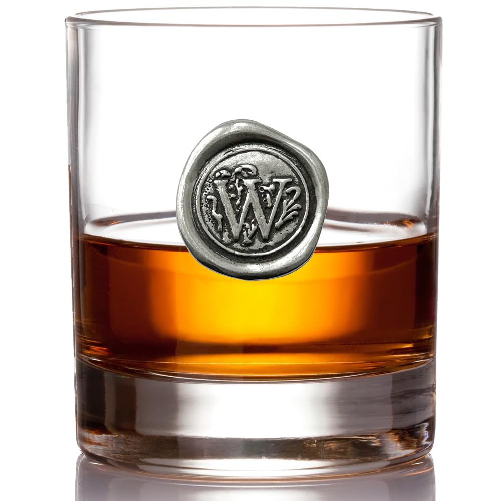 English Pewter Company 11oz Whisky Glass Tumbler with Monogram Initial - Personalised Gift with Your Choice of Initial (W) [MON123]