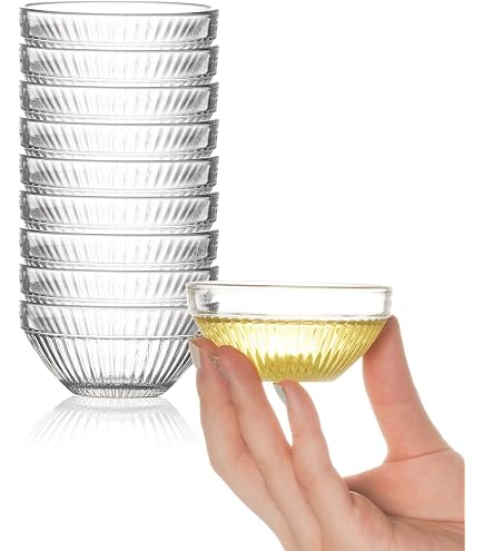 Orgingift 6-Piece Mini Glass Sauce Bowls – Crystal Cut Dessert Bowls For Jam, Honey & More
