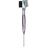 RED by Kiss Chrome Edge Brush, 3-in-1 Bacteria-Free Boar Bristle Hair Styling Brush &amp; Comb, Sterilized Bristles for Edges, Baby Hairs, Brows &amp; Lashes (Chrome Ombre Finish)