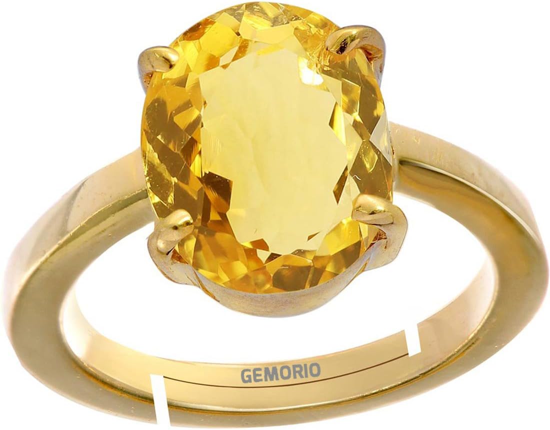 GemorioCitrine Sunehla 6.5cts or 7.25ratti Panchdhatu Adjustable Ring for Women
