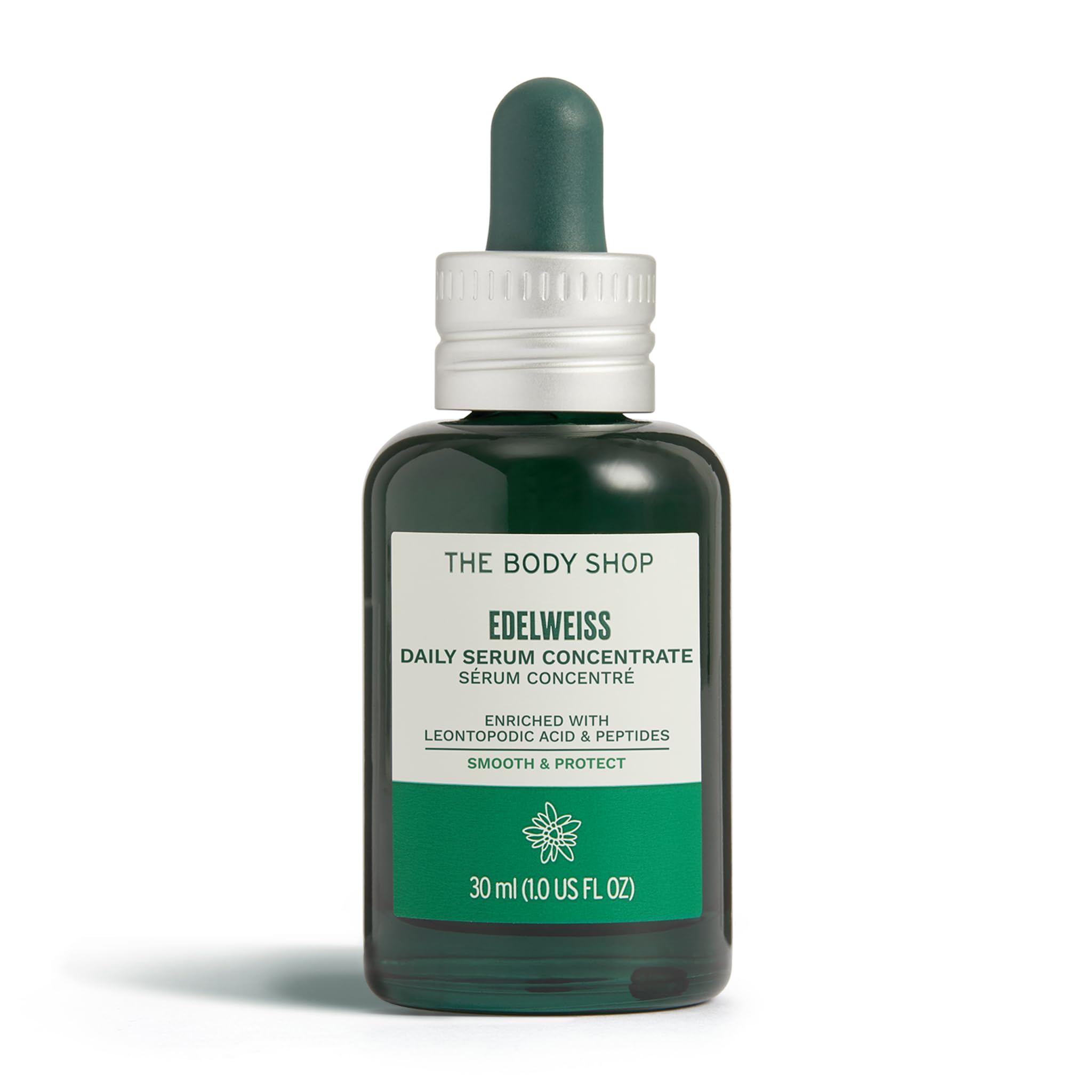 The Body Shop Edelweiss Daily Serum Concentrate (1x 30ml), Lightweight Face Serum with Edelweiss Extract & Rice Peptides, Hydrating & Protective Serum for All Skin Types, Even Sensitive