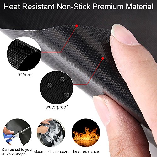 Grill Mat, BBQ Grill Mat Baking Mat Set of 5, 100% Nonstick FDA Approved for Gas, Charcoal, Electric Grill and More, Reusable and Easy to Clean - 15.75 x 13 Inch (black)
