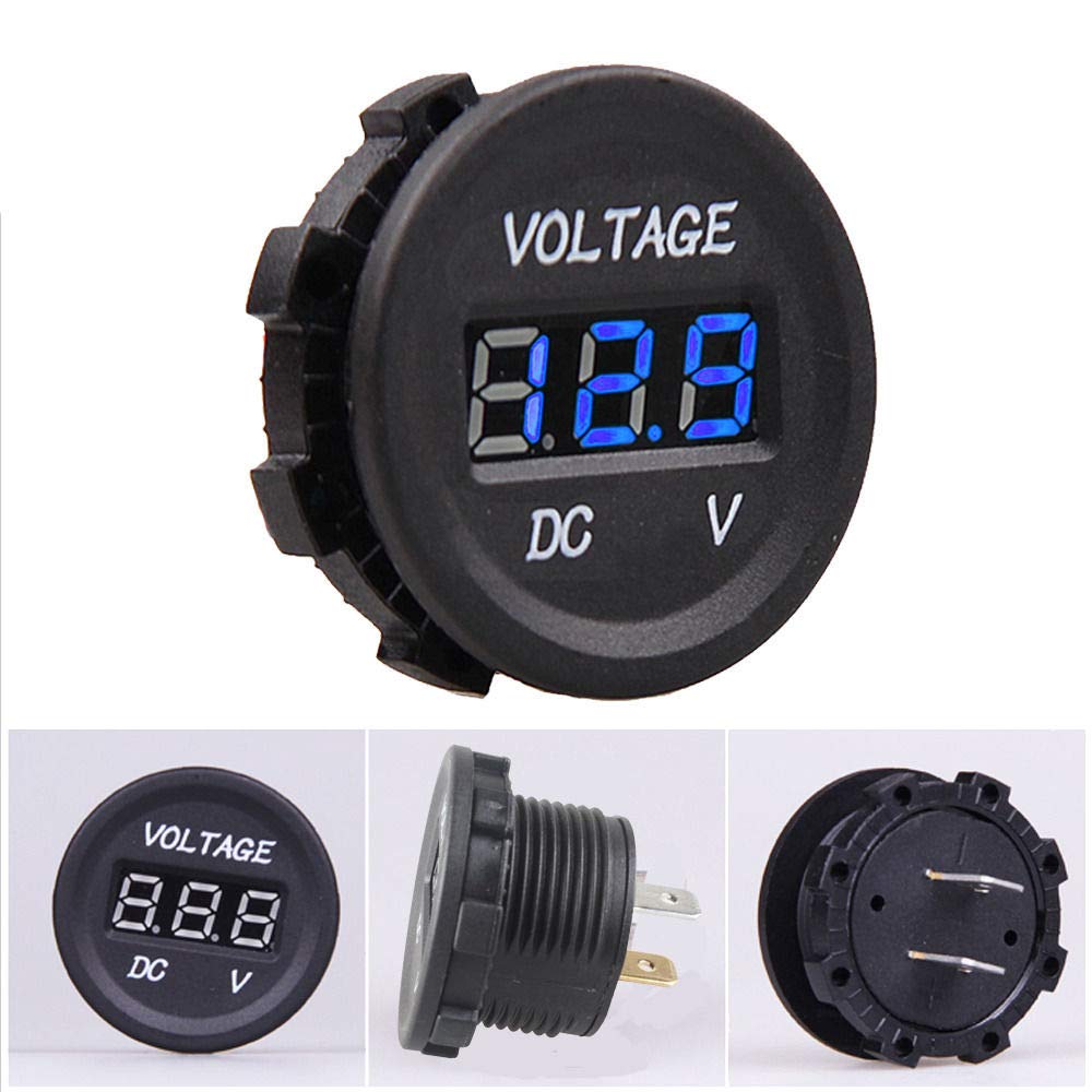 ZYTC Mini Digital LED Panel Display Tester Volt Voltage Gauge Meter Universal Voltmeter for DC 12V-24V Car Motorcycle Auto Truck, Caravan, Boat and more (Blue)