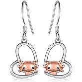Animal Dangle Earrings Sterling Silver Horse/Axolotl/Wolf/Cat/Owl Dangle Earrings Animal Jewelry Gifts for Women