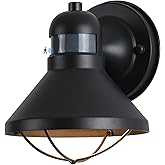 LONEDRUID Motion Sensor Outdoor LED Porch Wall Light Fixtures Dusk to Dawn Exterior Barn Lantern Black Farmhouse Sconce Light