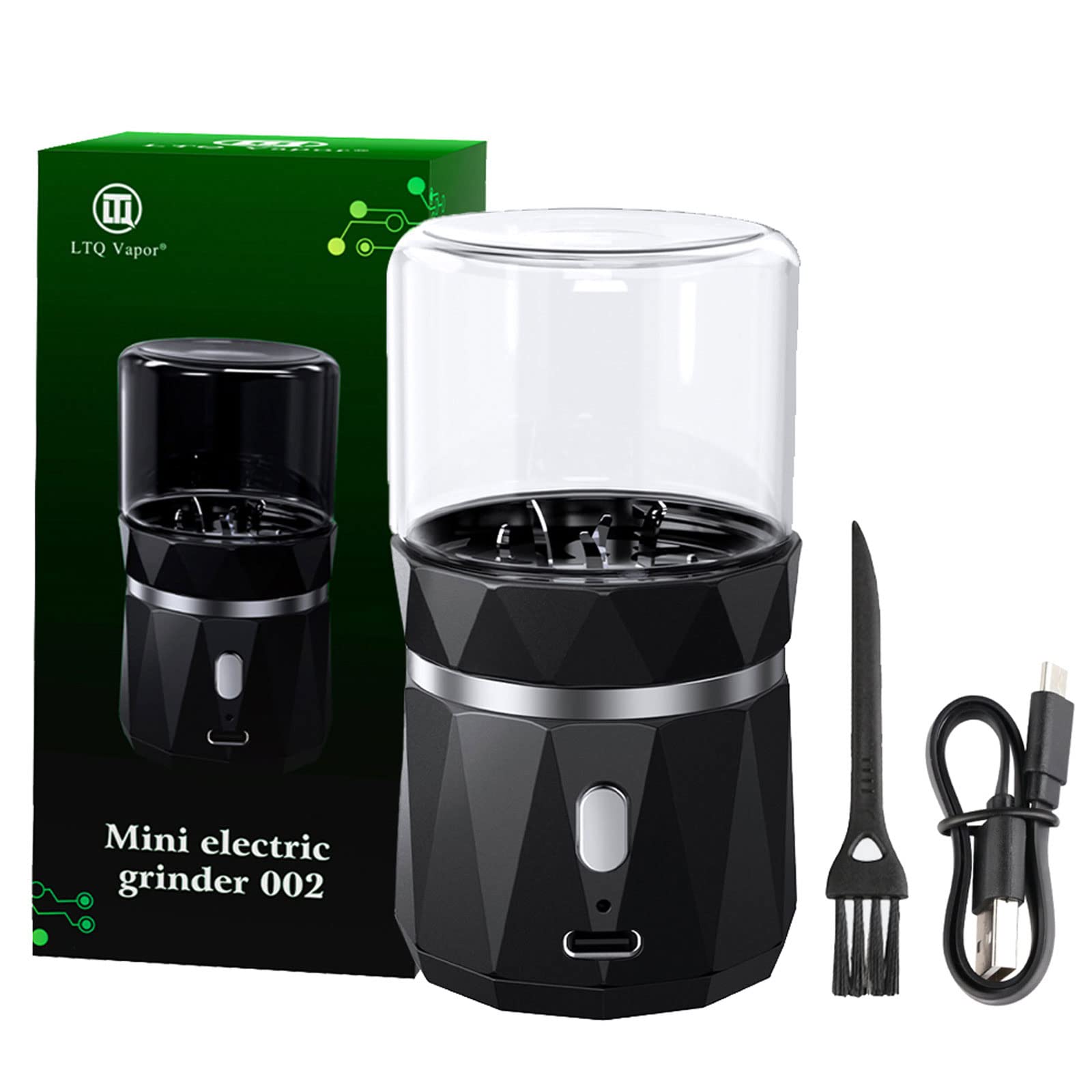 Electric Herb Grinder, Spice Grinder with 1.7oz/50ml Glass Herb Jar Rechargeable Electric Crusher