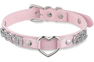 ADEMISHIA Black Heart O-ring Letter Choker Necklace For Women, Punk Handmade PU Leather Leash Collar Adjustable Gothic Jewerly