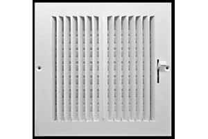 HVAC Premium 8" X 8" 2-Way-Vertical AIR Supply Grille - Vent Cover & Diffuser - Flat Stamped Face - White [Outer Dimensions: 9.75" w X 9.75" h]