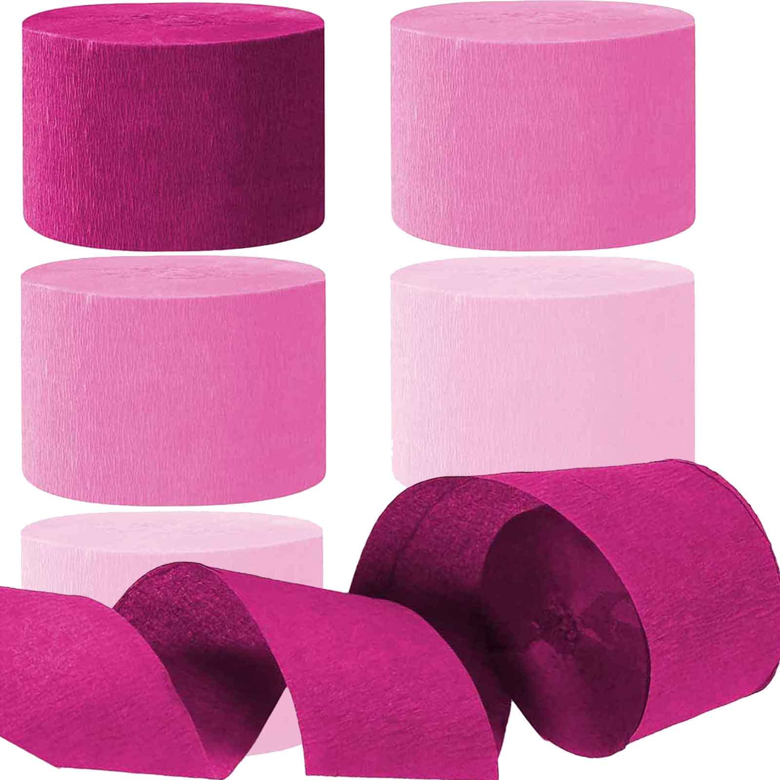 We Moment Zone Pink Crepe Paper Party Streamers-4.5CM(1.77in) Wide 25M(82ft) Long 6 Rolls