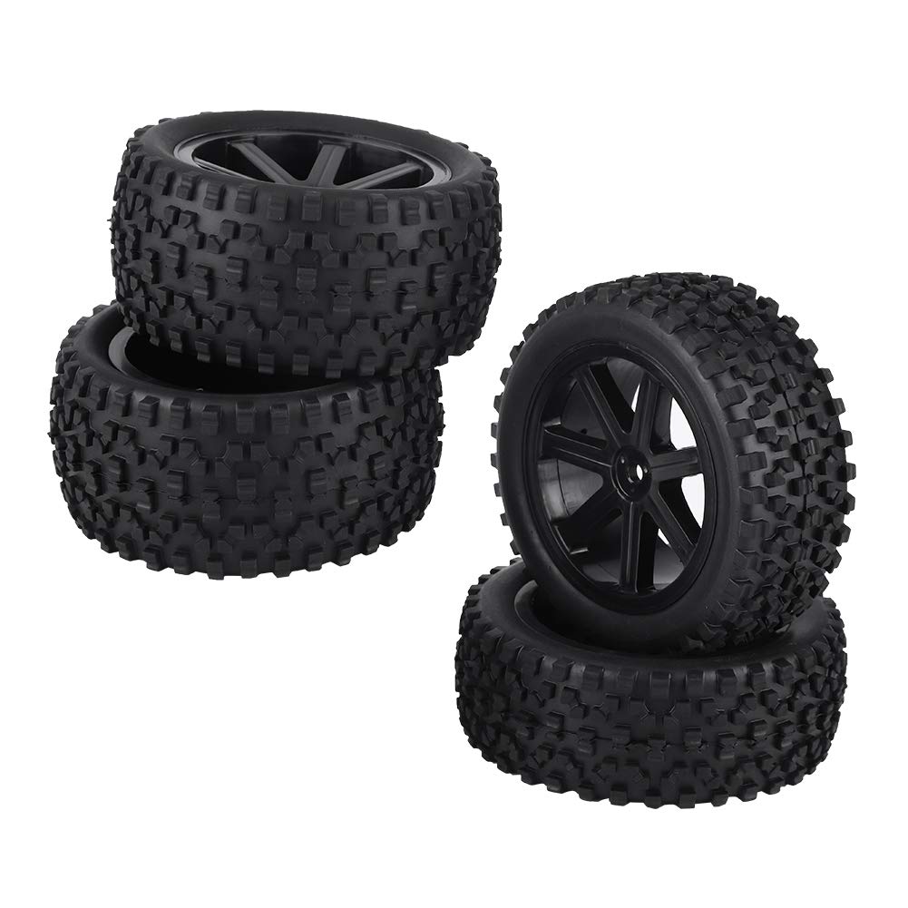 RC Tire, 4pcs 1/10 RC Truck Rubber Tire Wheel Tyre compatible with ZD Racing Buggy Crawler Car RC Wheel Tire (Black)