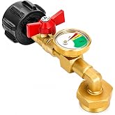 optheey Propane Refill Adapter for 1 LB. Tanks, Propane Adapter 20lb to 1lb Converter with Gauge Valve, Propane Refill Elbow Adapter for BBQ Grill Stove Camping