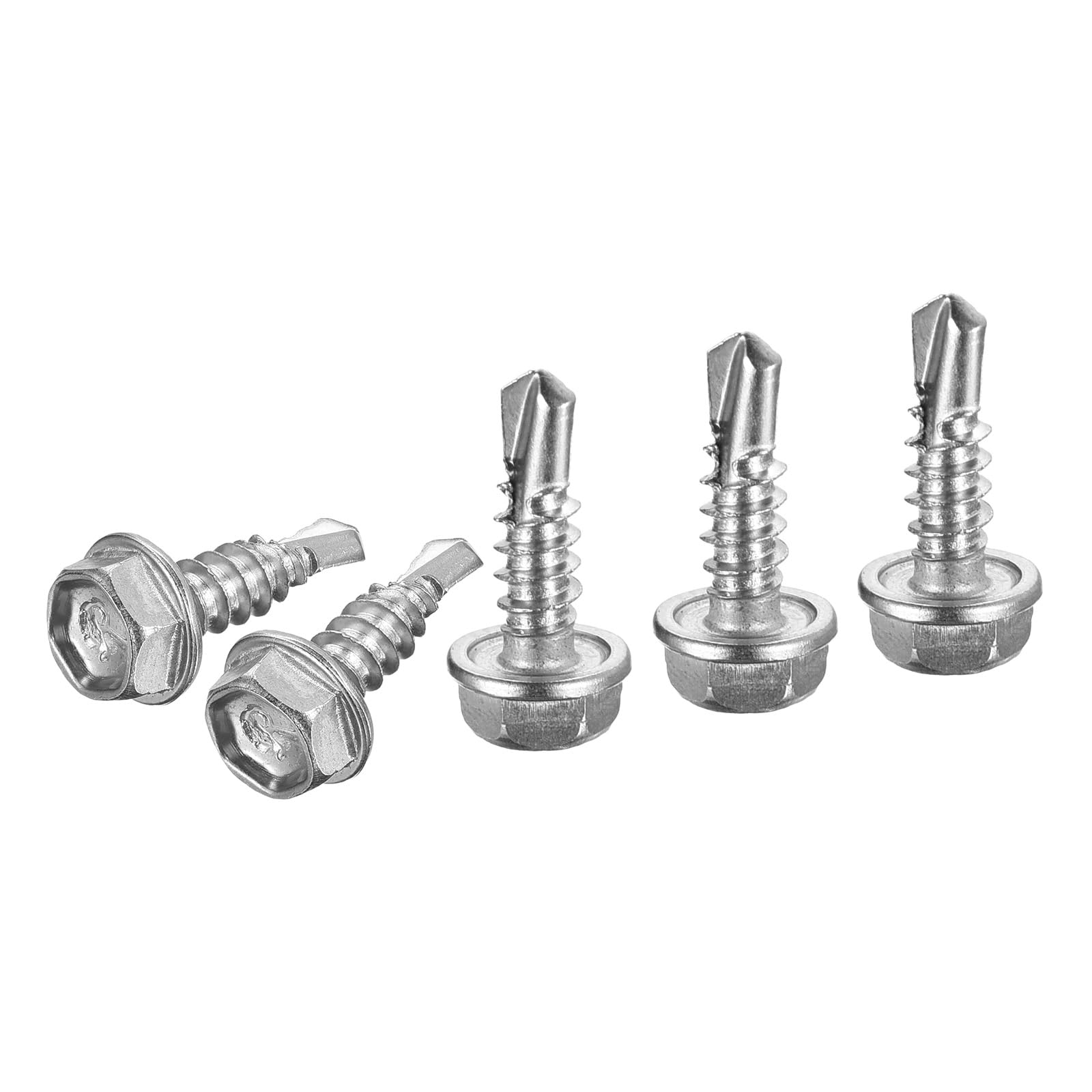 DTGN #8x5/8" Hex Washer Head Self Drilling Screws - 80Pack - Good for Machine - 410 Stainless Steel - Self Tapping Sheet Metal Screws