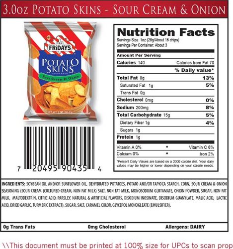 Tgif Potato Skins Chips Nutrition