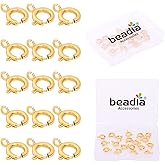 BEADIA 18K Gold Plated Spring Clasps Non Tarnish 7mm 20pcs for Jewelry Making Findings