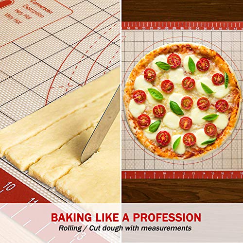 Silicone Pastry Baking Mat Large Non Slip Rolling Dough with Measurements Conversion Non Stick Pizza Fondant Pie Crust Mat Kneading Board 26x16 Inch by SUNRICH - Thumbnail 4