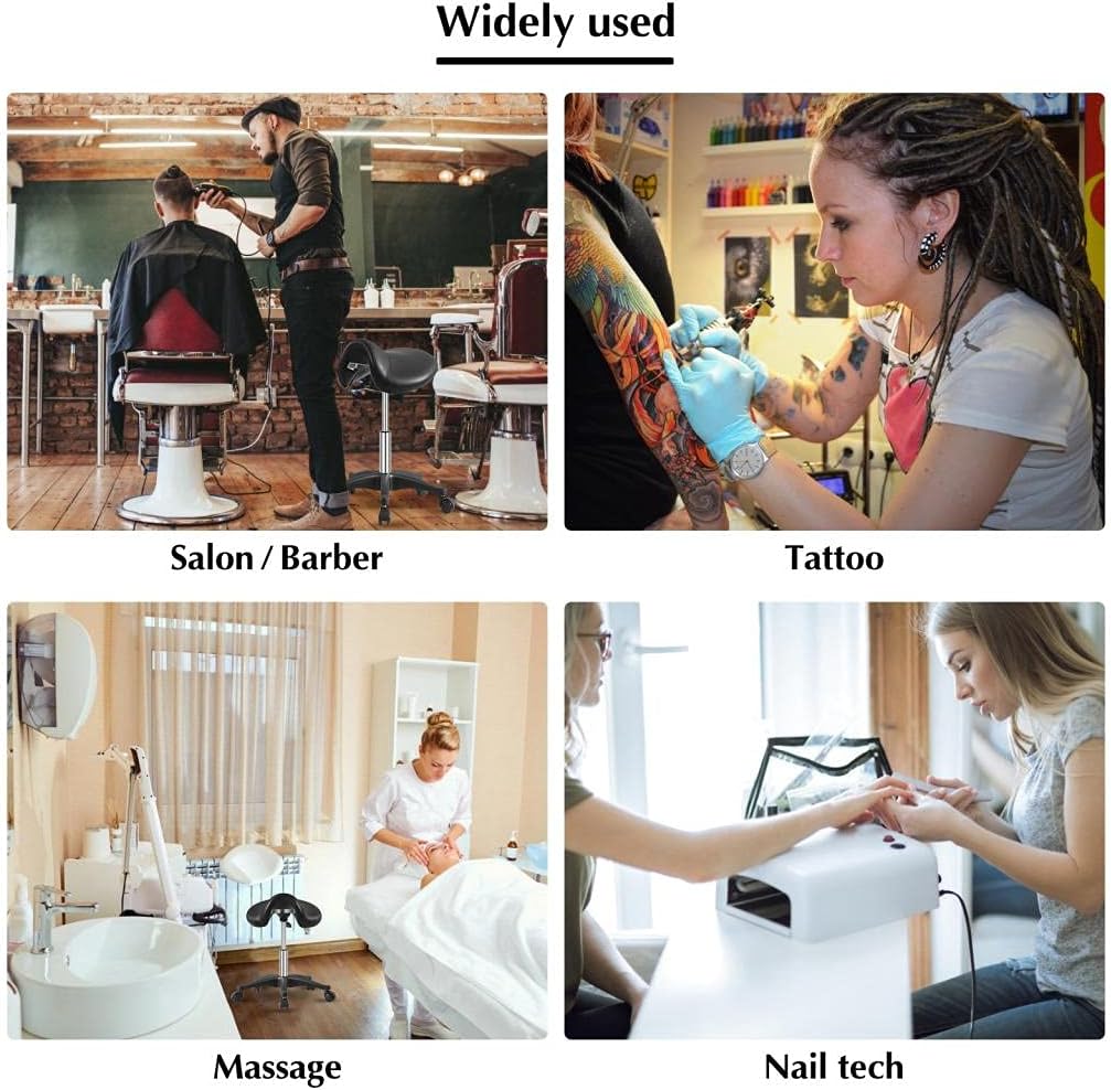 Rolling Stool with Wheels 400lbs Weight Capacity,Heavy Duty Lash Chair Adjustable for Tatoo Lab Massage Salon Spa Drafting Nail Teach,360 Swivel,Leather,Thick Seat Padding: Kitchen & Dining