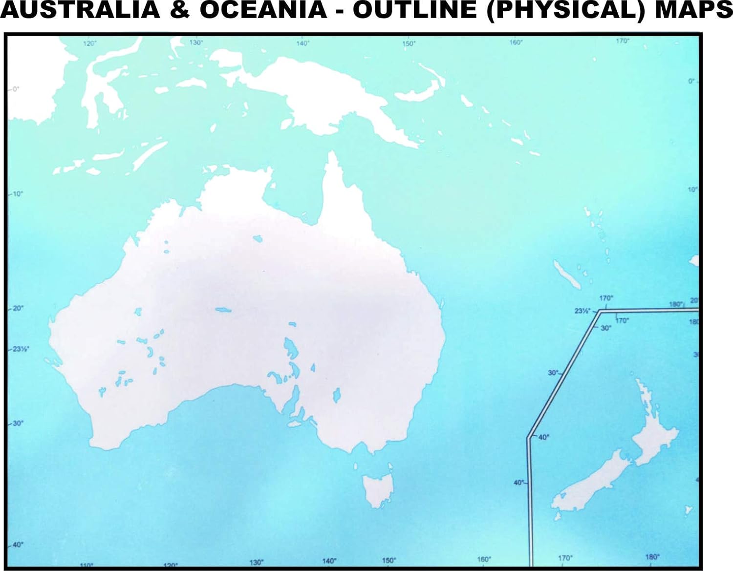 Australia And Oceania Outline Physical Practice Maps Set Of 100 Maps From Nozomi Amazon In Office Products