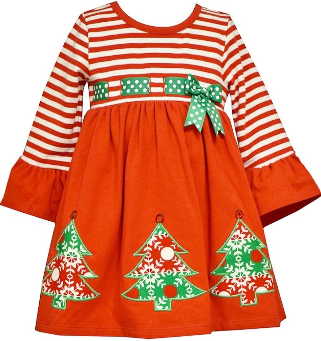 Bonnie Jean Girls Beaded Santa Christmas Dress