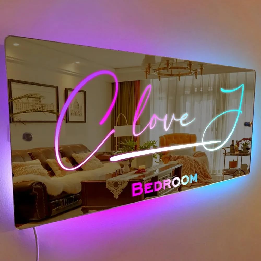 Mirrors - Personalized Name Mirror, Light Up Mirror, LED Light Up Mirror, Wall Decoration, Bedroom Livingroom Decoration, Custom Name Night Light, Christmas Valentine's Day Idea Gifts for Mom Wife Girlfriend