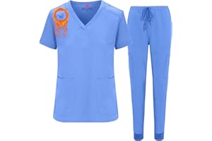 M&M SCRUBS Women's Essential Jogger Scrub Set Nursing Uniform Clearance Cool Stretch Scrub Top and Pant Workwear
