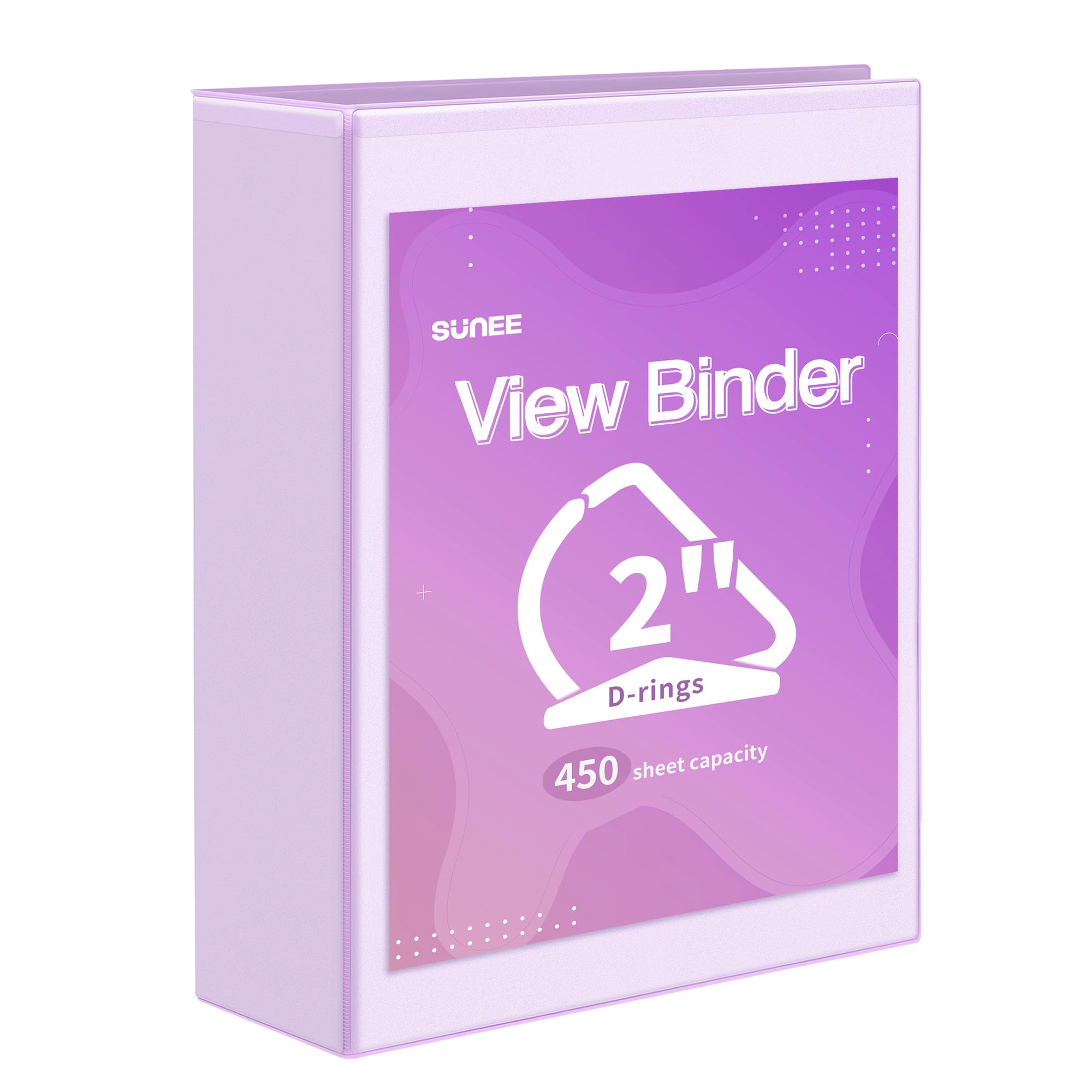 Photo 1 of SUNEE 3 Ring Binder 2 Inch, Clear View Binder Three Ring PVC-Free (Fit 8.5x11 Inches) for School or Office Supplies, Purple, 1 Pack