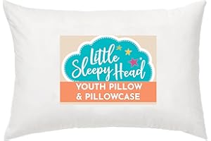 Little Sleepy Head Youth Pillow with Pillowcase 16x22, Soft Jumbo Toddler Pillow & Hypoallergenic Pillowcase - Best Kids Pillows for Sleeping, Perfect Kids Travel Pillow (White)