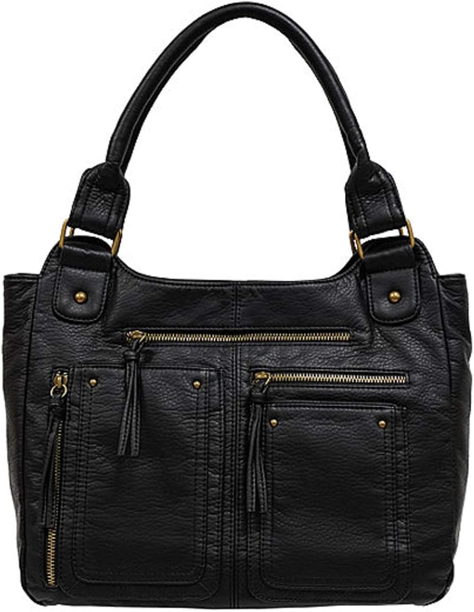 St. John's Bay Grainy Washed Double Shoulder Bag (Black) Handbags