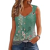 ETCYY Summer Tank Tops for Women 2026 Loose Fit Spring Outfits Lace Striped Tee Button Down Sleeveless T Shirts