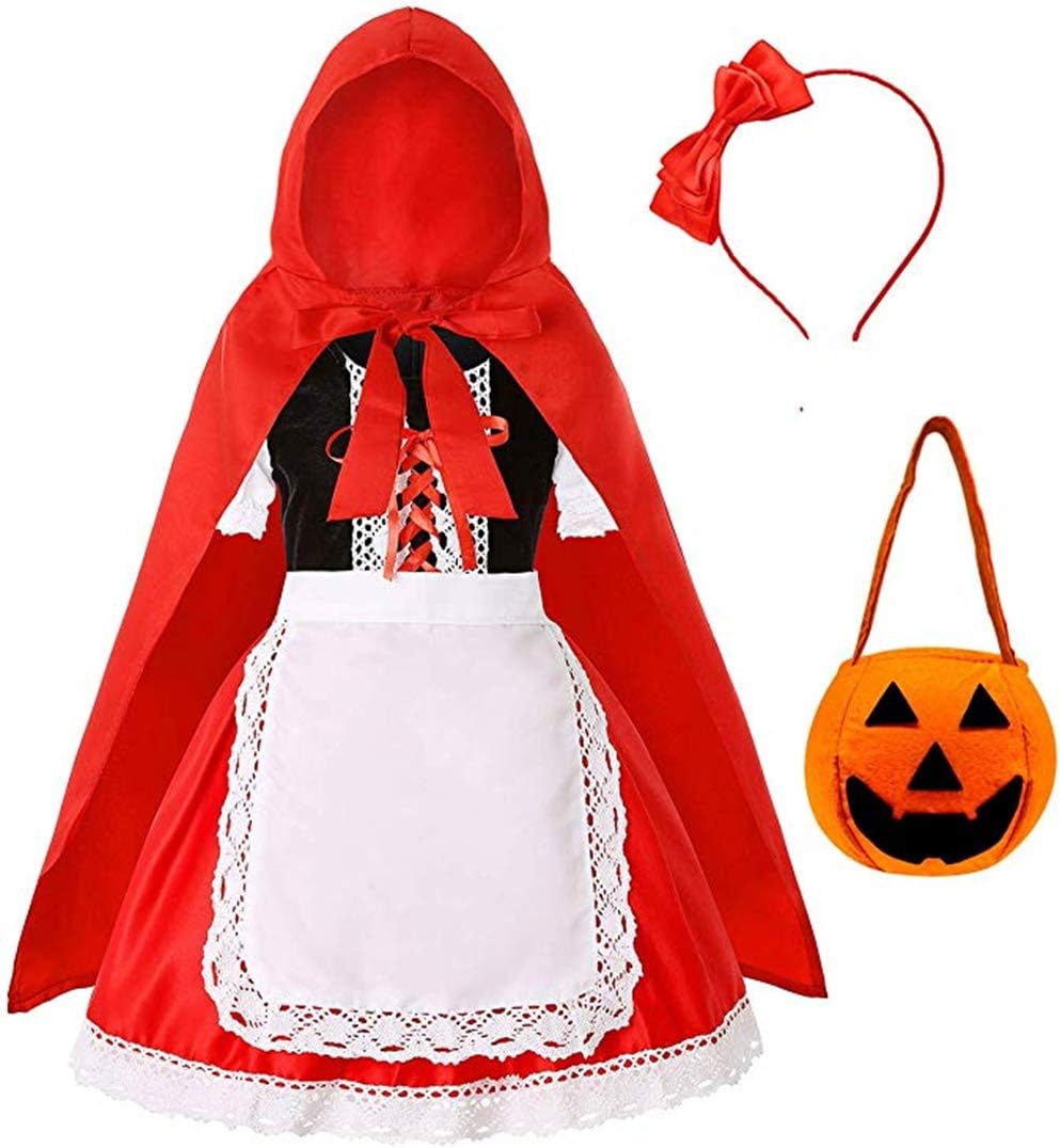 Little Red Riding Hood Costume for Girls Halloween Costume Party Dress 3-10 Years
