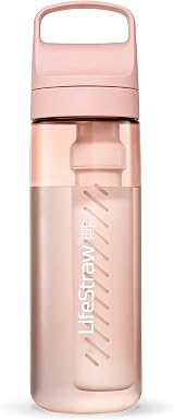 LifeStraw Go Series Water Filter Bottle 22oz Cherry Blossom Pink BPA Free