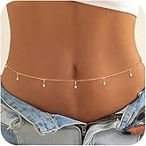 CHESKY 14K Gold Plated Silver Plated Waist Chain for Women, Layered Belly Belt Chains Beach Waist Beads Chain Waterproof Snake Cuban Body Chain Summer Jewelry Accessories for Women