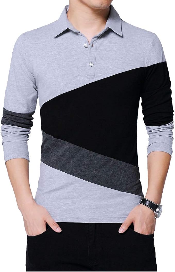 Amazon Yigar メンズ ポロシャツ 長袖 襟付き 大きいサイズ ゴルフウェア 通気性 吸汗速乾 Tシャツ カジュアル シンプル ファッション 綿 多色選択 M 5xl 1281 2浅灰4xl シャツ 通販