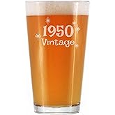 Bevvee Vintage 1950 Pint Glass for Beer - 76th Birthday Gifts for Men or Women Turning 76 - Fun Bday Party Decor - 16 oz