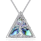 AINFQY Tree of Life Necklace 925 Sterling Silver Tree of Life Pendant Necklace Abalone Shell Jewelry Gift for Women