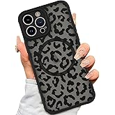 AIGOMARA Case for iPhone 13 Pro Max [Compatible with MagSafe] Black Leopard Pattern Design for Women Girls Men Soft TPU Bumper Hard PC Back Anti-Fall Shockproof Protective Slim Cover